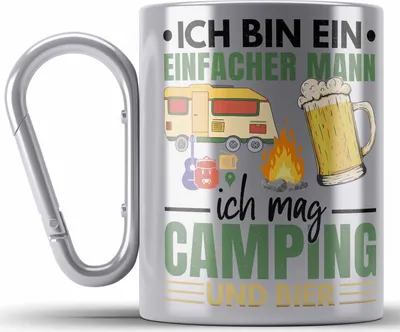 Produktbild von Trendation - Ich Bin Ein Einfacher Mann Wohnmobil Edelstahl Tasse Karabiner Geschenk Camper Wohnmobilfahrer Geschenkidee Lustig (Silber)