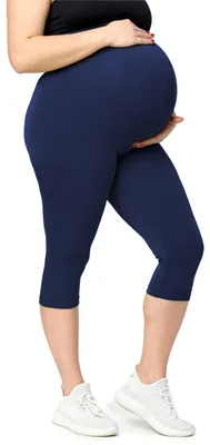Produktbild von Merry Style Große Größen Damen 3/4 Umstandsleggings aus Baumwolle MS10-464 (Marineblau, 7XL)