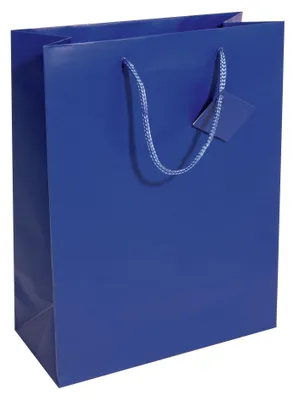 Produktbild von SIGEL GT503 Geschenktasche groß - ultramarinblau - matt - mit Bodeneinlage und Geschenkanhänger - Papier - 26 x 33 cm