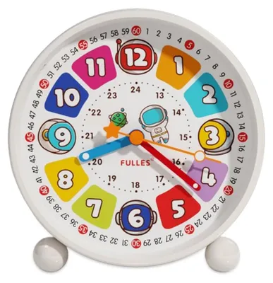 Kinderwekker ohne Ticken, analog, mit Nachtlicht, 11 cm, weiß