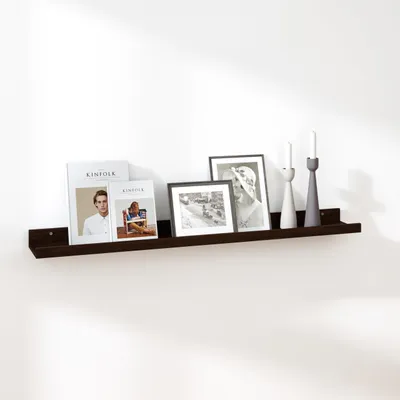 Produktbild von Set aus 1 Walnuss Wandregal zur Wanddekoration