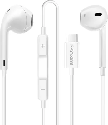 Obrázek produktu pro Mayaxess, sluchátka USB-C s mikrofonem pro Galaxy S25 / Ultra / Plus / FE / Edge, bílá