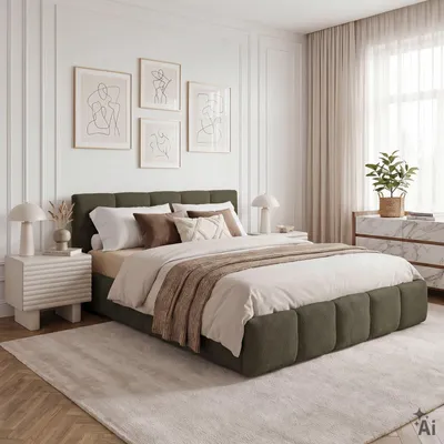 Produktbild von Polsterbett CLOUDY gepolstert 160 x 200 cm, Dunkelgrün – modernes Doppelbett mit Bouclé Stoffbezug, inklusive Lattenrost und Rückenlehne, gepolstertes Kopfteil