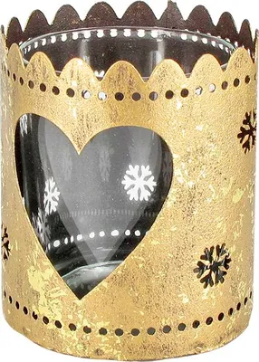 Productafbeelding van Gouden kerstkandelaar - Hart (metaalwerk)