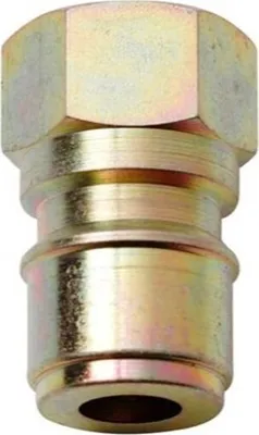 A close-up studio shot of a single hydraulic fitting.