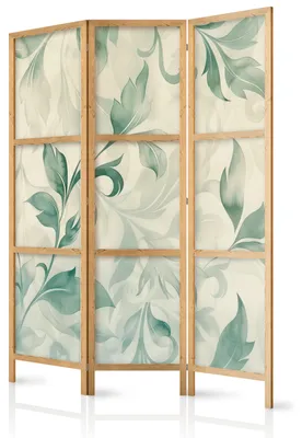 Produktbild von Muralo Japanischer PARAVENT 3-teilig Raumteiler klappbar PREMIUM-Vliesleinwand PASTELLBLÄTTER für Wohnzimmer 135cmx172cm
