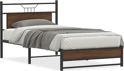 Produktbild von vidaXL Bettgestell ohne Matratze Braun Eichen-Optik 107x203 cm