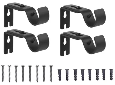 4er-Set verstellbare Vorhangstangenhalter, schwarz, Metall, 8,8–11,5 cm