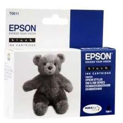 Zdjęcie produktu dla Epson Teddybear T061 Black Ink Cartridge, Czarny, Tusz na bazie pigmentu