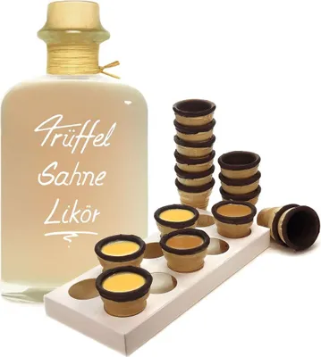 Produktbild von Trüffel Sahne Likör 0,7L mit 8 Waffelbechern & Becherhalter 18%Vol Tolles Geschenk