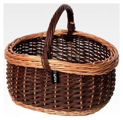 Produktbild von Ovaler Einkaufskorb aus ungeschälter Weide mit geflochtenem Zopfrand 43x35cm