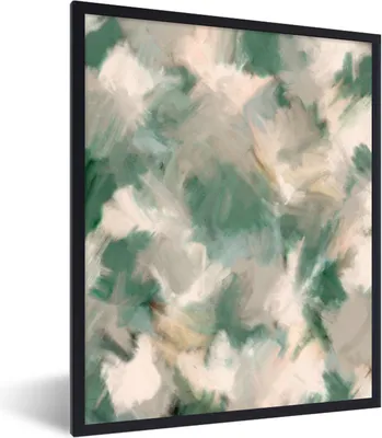 Produktbild von MuchoWow® Gerahmtes Poster Grün - Muster - Farbe - Abstrakt 60x80 cm - Poster mit Schwarzem Bilderrahmen Wandposter Rahmen Foto Bilder - Premium - Wanddeko Wohnzimmer