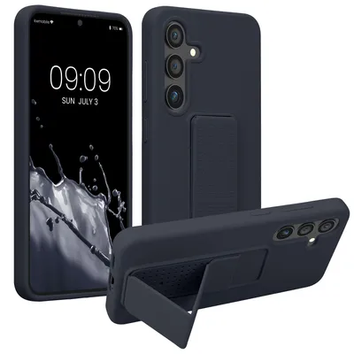 Produktbild von kwmobile Handyhülle für Samsung Galaxy S24 Hülle - TPU Silikon Case mit Fingerhalter und Stand - Schutzhülle Cover in Heidelbeerblau