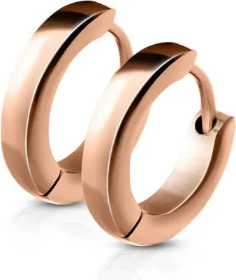 viva-adorno 1 Paar Damen Ohrringe Creolen Edelstahl glänzend poliert schmal ER94_2,5mm, rosegold