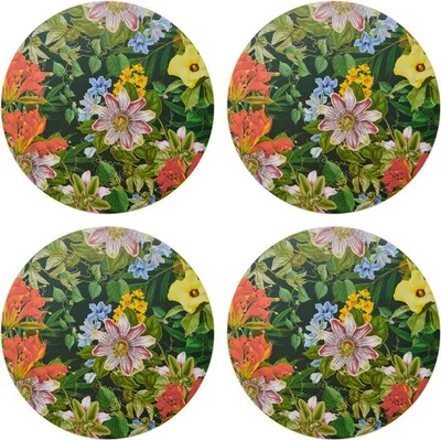 Produktbild von 4er Set Tischsets, Platzsets rund Floral Blumen bunt Kork D. 29cm Creative Tops