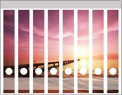 Produktbild von Wallario Ordnerrücken Sticker, selbstklebend für schmale Ordner, 8 Stück, Motiv Auf dem Weg zur Sonne  Steg am Meer