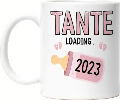 Produktbild von Tante Loading 2023 Tasse Weiß Geschenk Werdende Tante Babynews mit Ladebalken Schwangerschaft Geschenkidee
