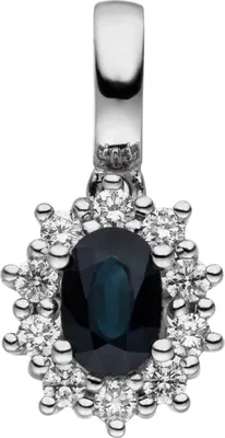 Produktbild von Goldanhänger Anhänger mit Saphir blau & Diamanten Brillanten 585 Gold Weißgold