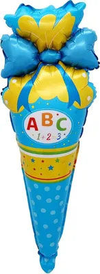 Productafbeelding van Folieballon "Eerste schooldag", schooltas met letters, blauw, 76 x 28,5 cm