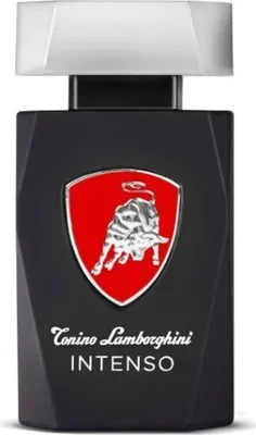 A black bottle of Tonino Lamborghini Intenso Eau de Toilette for men.