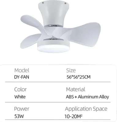 Obrázek produktu pro Stropní ventilátor, LED světlo, dálkové ovládání, BÍLÝ
