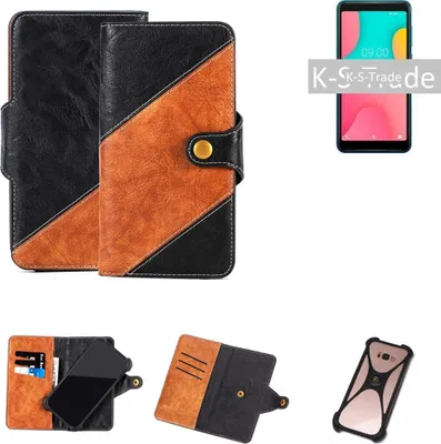 Produktbild von K-S-Trade Handyhülle Schutzhülle Bookstyle Case Wallet-Case kompatibel mit Nokia 3.1 Handy Cover Bumper Klapphülle schwarz hellbraun 1x