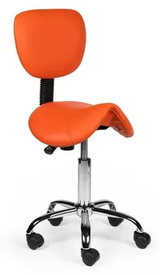 Image de Tabouret ergonomique orange avec dossier et roulettes