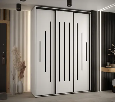 Produktbild von Kleiderschrank ASIRI 12 - 180/45 cm, weiß/schwarz