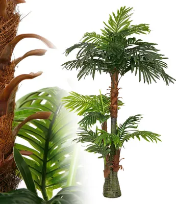 Produktbild von Künstliche Palme groß Kunstpalme Kunstpflanze Palme künstlich wie echt Plastikpflanze Balkon Cycuspalme ohne Topf 150 cm hoch McPalms