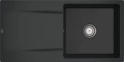 Produktbild von Villeroy & Boch 33361FR7 Siluet 60 flat Keramikspüle Flächenbündig Unterschrankbreite ab 60 cm Pure Black Handbetätigung - inkl.