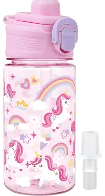 Kinder-Trinkflasche 380 ml, rosa Einhorn, BPA-frei, leckfrei