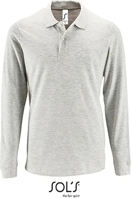 Produktbild von SOLs 02087 | Herren Long-Sleeve Piqué Polo Shirt Perfect - Farbe: Ash (Heather) - Größe: XXL