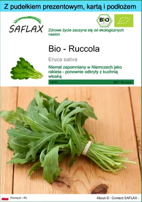 Zdjęcie produktu dla SAFLAX - Zestaw prezentowy - Bio - Ruccola - 3000 Nasiona - Z pudełkiem upominkowym, etykietą wysyłkową, kartą podarunkową i podłożem uprawowym - Eruca sativa