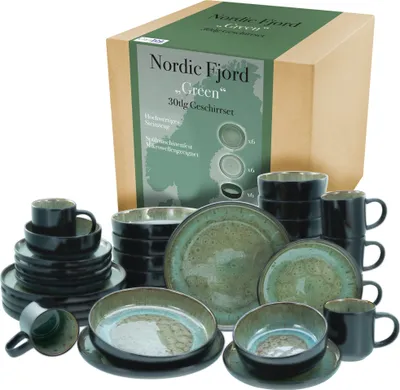 Produktbild von CreaTable, 21555, Nordic Fjord Green, Kombiservice 30-tlg, Steinzeug