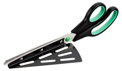 Pizzaschaar mit Schepper, rostfreier Stahl, schwarz-grün