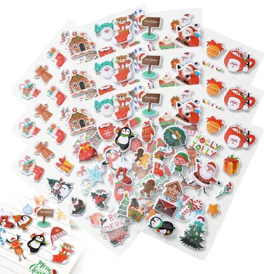 12 Weihnachtsaufkleber, festliche Sticker, selbstklebend