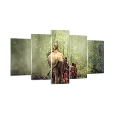 Produktbild von Bilder auf glas - Elefant Dschungel Nebel - 160x85cm - Glasbilder - Wandbilder - Kunstdruck - zum Aufhängen bereit - Wanddekoration aus Glas - Glas Bilder - Wandbild auf Glas - GEA160x85-3438