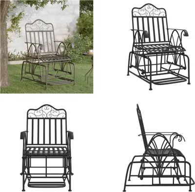Obrázek produktu pro vidaXL Houpací křeslo 61 cm černá ocel - Houpací křeslo - Houpací židle - Houpací lavice - Zahradní židle