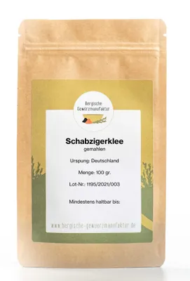 Produktbild von Schabzigerklee gemahlen. 100 Gramm, Brot- & Käseklee aus deutschem Anbau