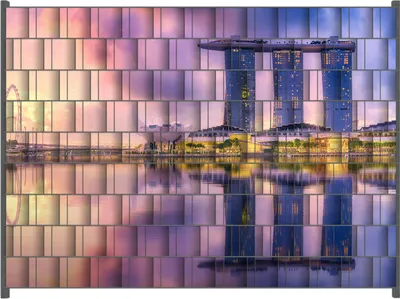 Produktbild von Wallario Zaunsichtschutz mit Motiv Abenddämmerung in Singapur für Ein- und Doppelstabmatten Zäune in der Größe 250 x 180 cm