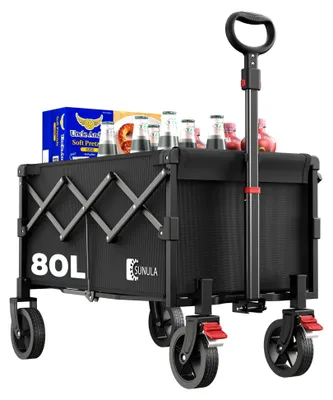 Zdjęcie produktu dla Składany wózek ręczny 80 l, 100 kg, wózek z hamulcami, czarny, na kemping