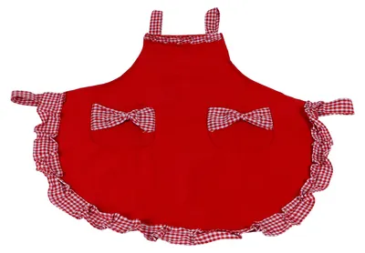 Image de Joli tablier vintage pour femme, avec nœud en dentelle et poche pour les ustensiles de cuisine - Rouge