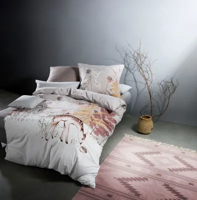 Produktbild von Fleuresse Aspen Biber Bettwäsche 155x220 Rehe Gräser Winter Igel beige 434372-7