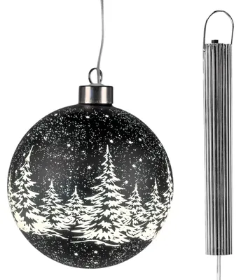 Produktbild von formano LED Hängekugel 12 cm Schwarz mit Timer 6h/18h Weihnachtsdeko