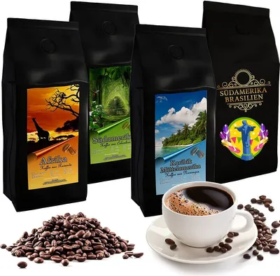 Produktbild von 4 Kilogramm aromatische Spitzen-Länderkaffees aus aller Welt (Ganze Bohnen)
