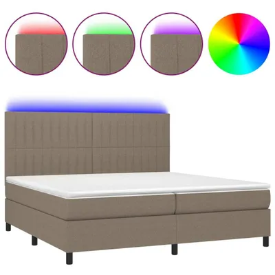 Produktbild von Boxspringbett mit Matratze & LED Taupe 200x200 cm Stoff