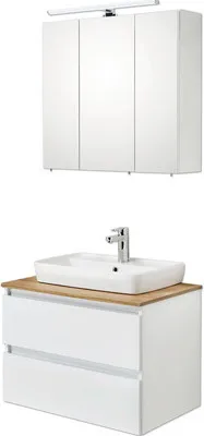 Produktbild von Pelipal Badmöbel-Set Quickset 360 BxHxT 78 x 200 x 50 cm Frontfarbe weiß mit Keramik-Waschtisch weiß 360.078003