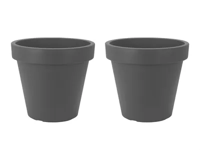 Image de Lot de 2 pots de fleurs en plastique - Anthracite Ø48 cm - double paroi - Hauteur 43 cm
