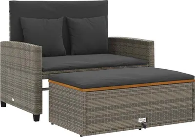 Zdjęcie produktu dla vidaXL Sofa ogrodowa z poduszkami 2-osobowa, szary polirattan i drewno akacjowe