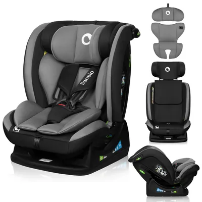 A collage of images showing a car seat and its components.
